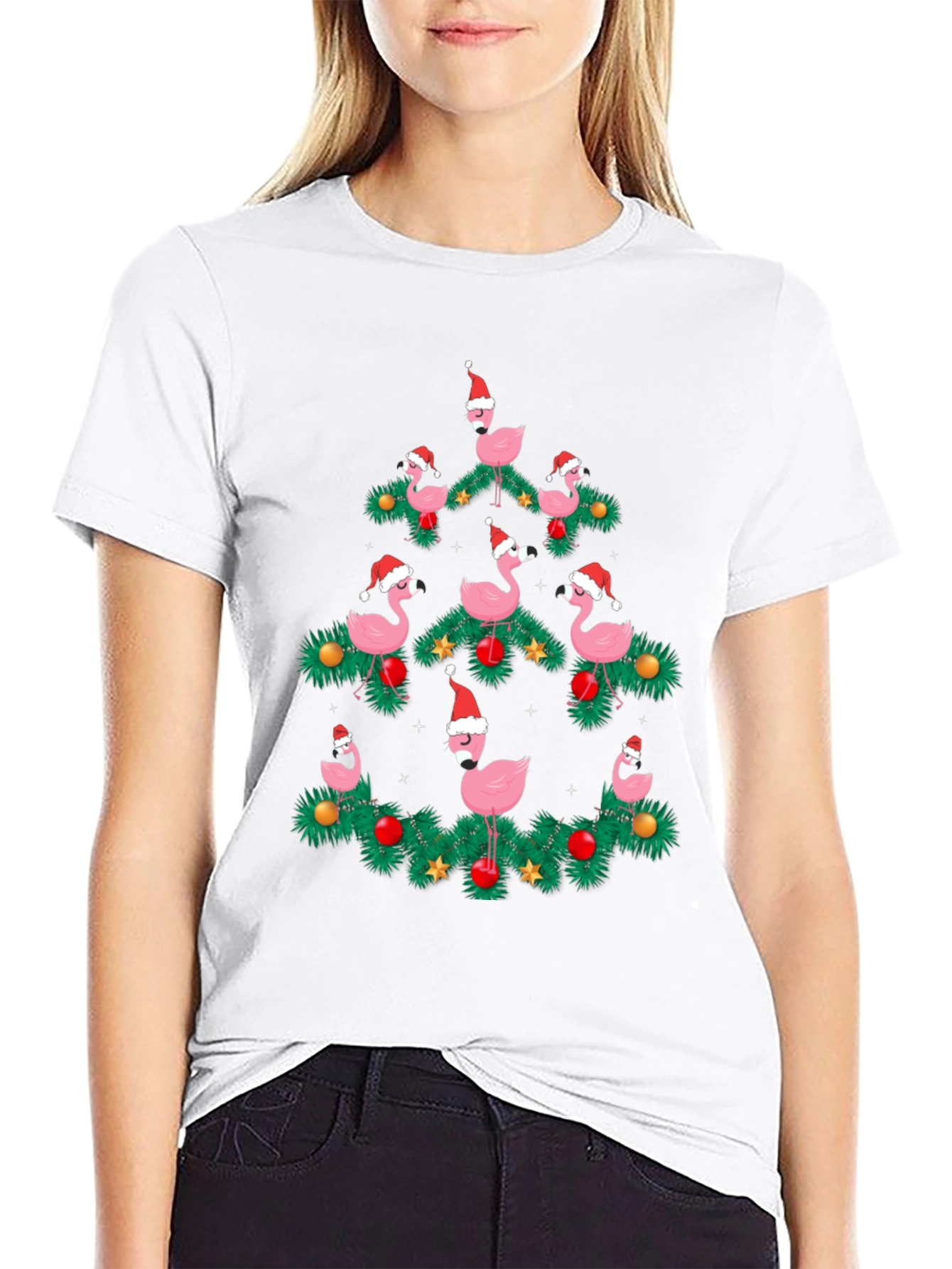Flamingo Christmas Tree T-Shirt