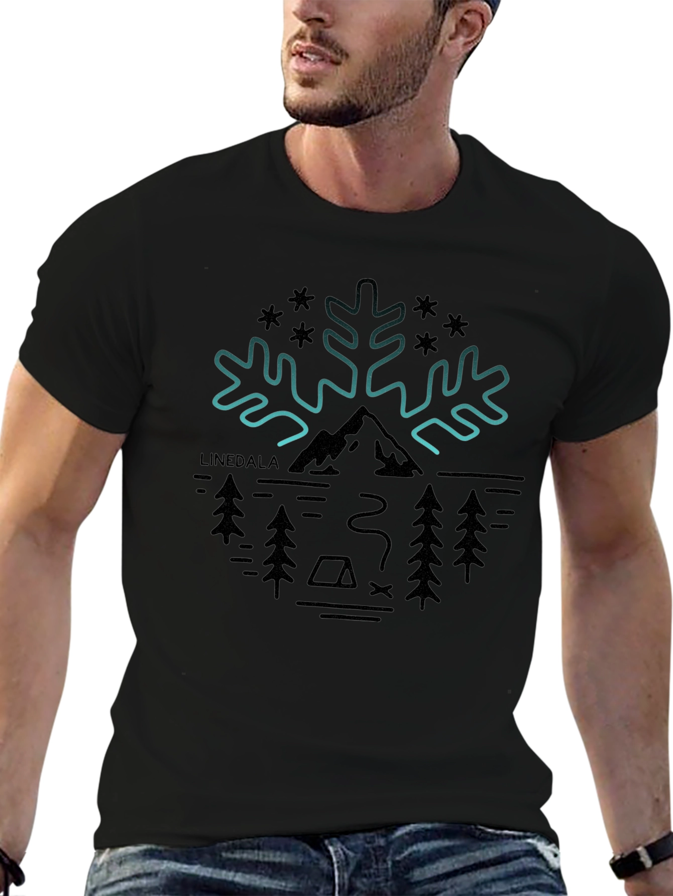 Nature Snowflake Black T-Shirt