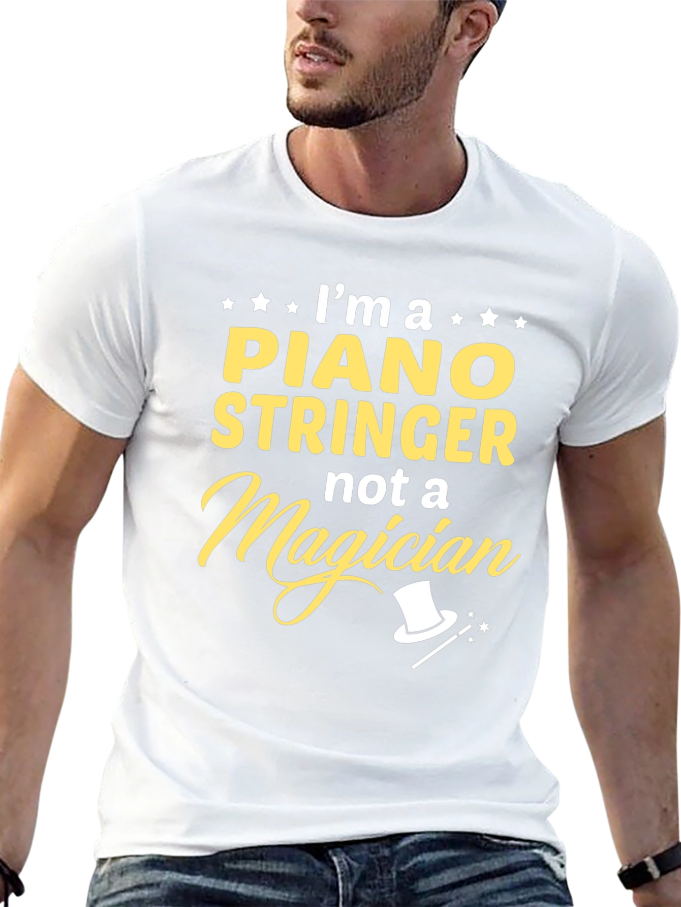 Piano Stringer T-Shirt - Not a Magician Funny Tee