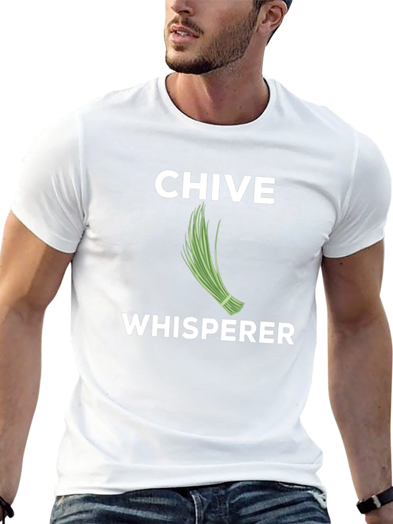 Chive Whisperer Black T-Shirt Funny Gardening Tee