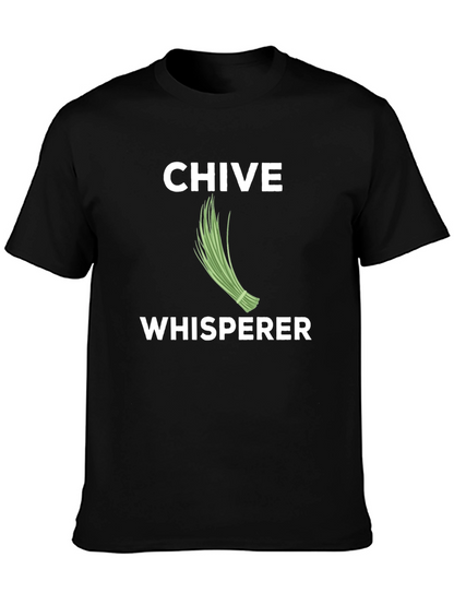 Chive Whisperer Black T-Shirt Funny Gardening Tee