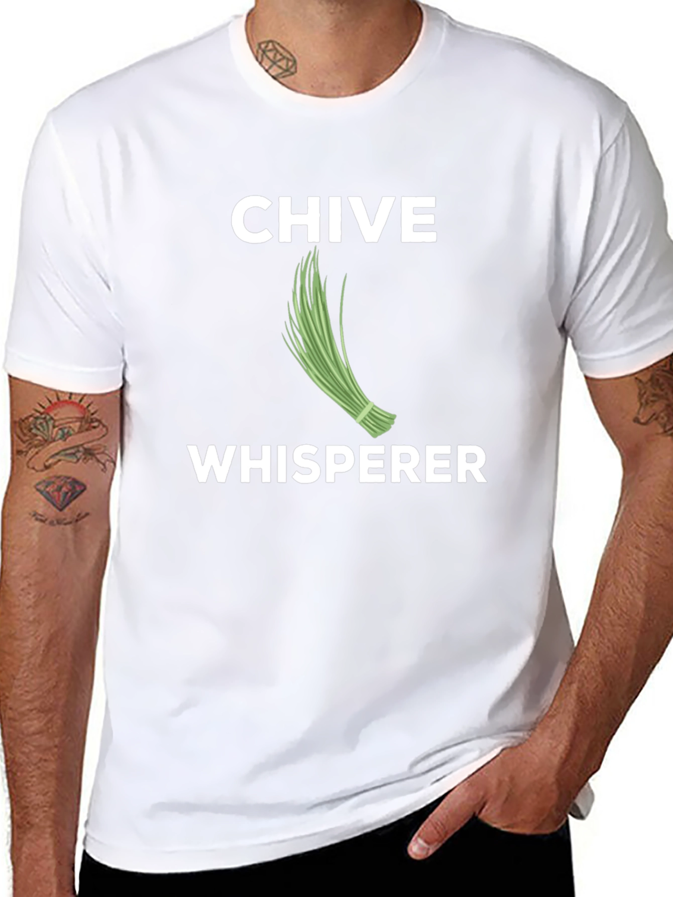 Chive Whisperer Black T-Shirt Funny Gardening Tee