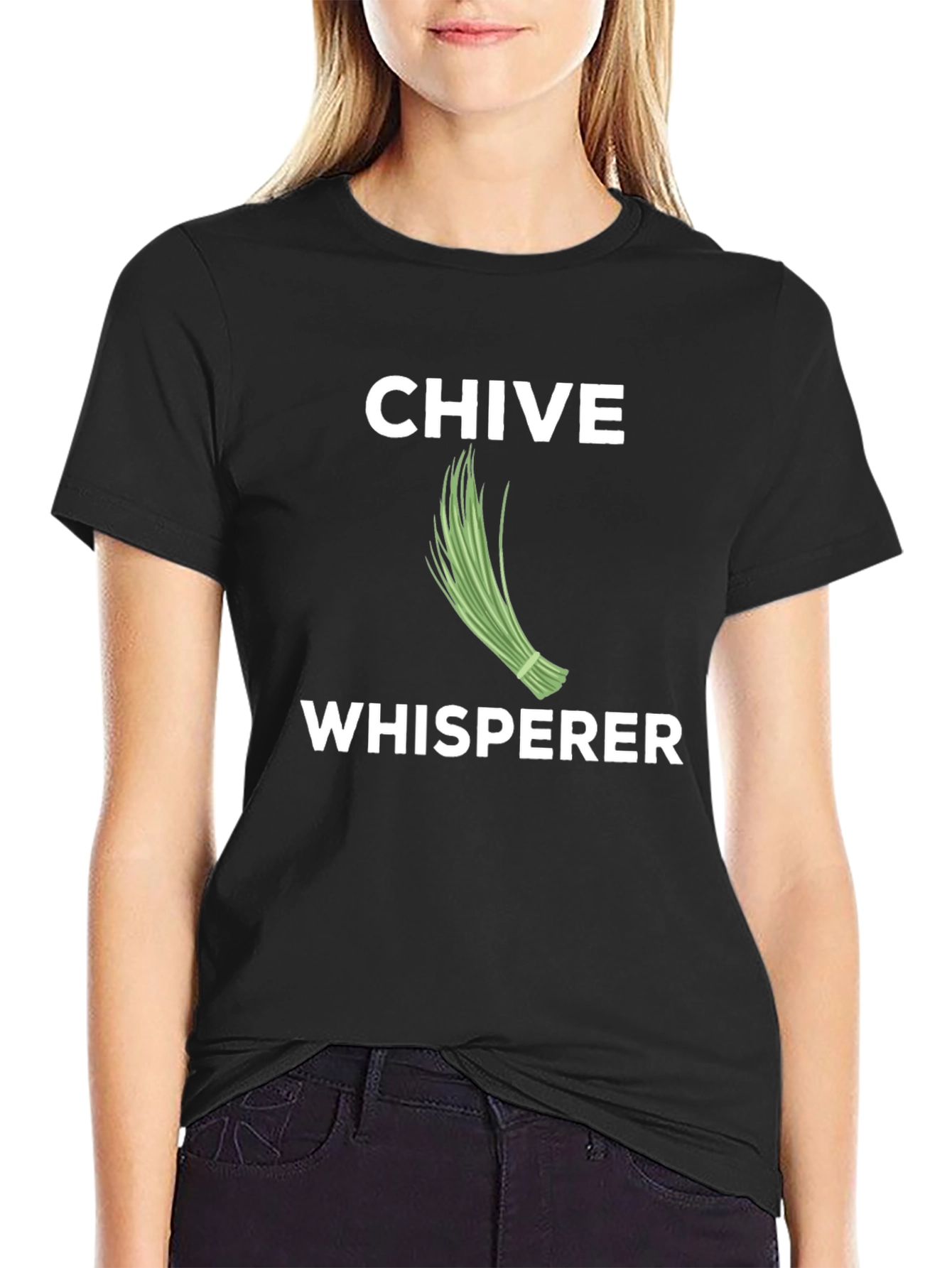 Chive Whisperer Black T-Shirt Funny Gardening Tee