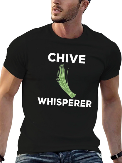 Chive Whisperer Black T-Shirt Funny Gardening Tee