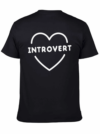 Introvert Heart Graphic Tee - Black Cotton T-Shirt