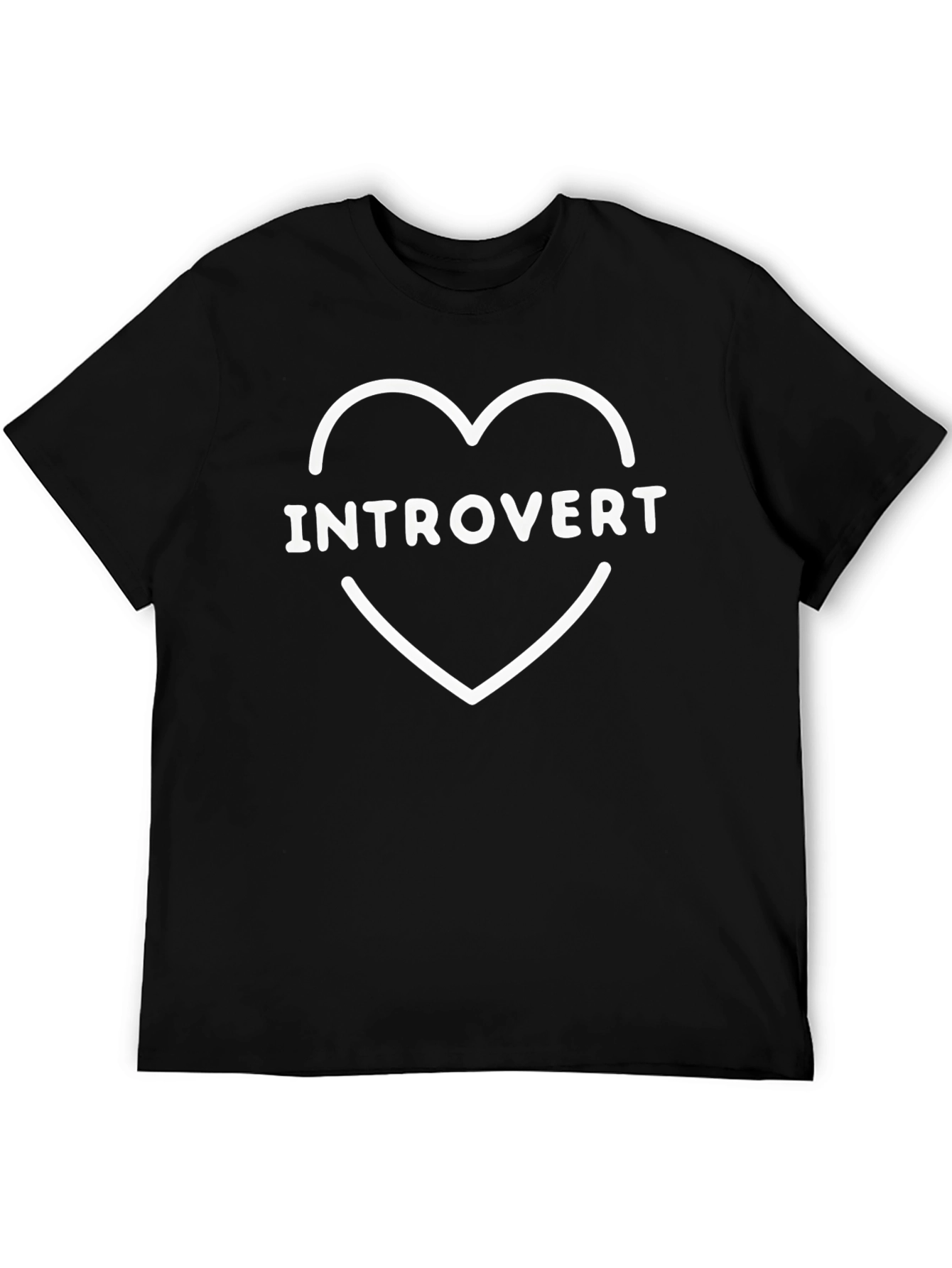 Introvert Heart Graphic Tee - Black Cotton T-Shirt