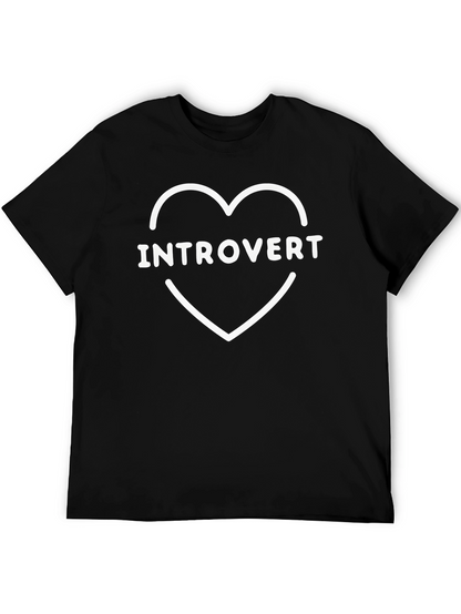 Introvert Heart Graphic Tee - Black Cotton T-Shirt
