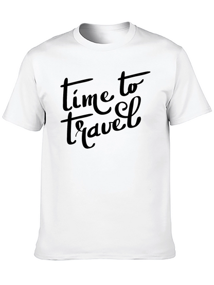 Time To Travel Black Crew Neck T-Shirt