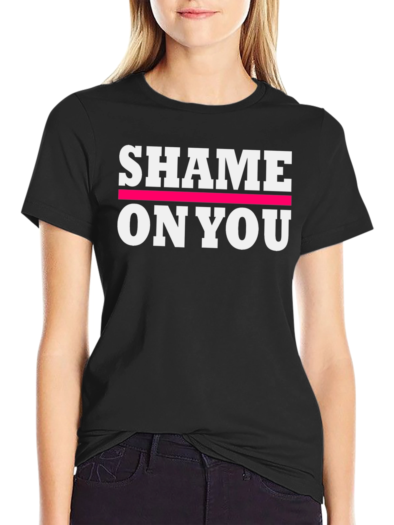 Shame on You Graphic Print Crew Neck T-Shirt