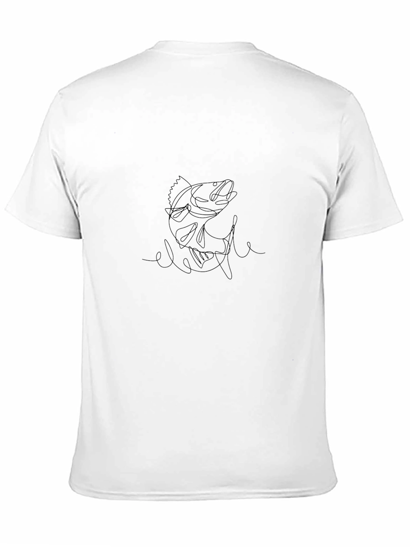 Fishing Line Art Tee - Black Cotton Casual Shirt
