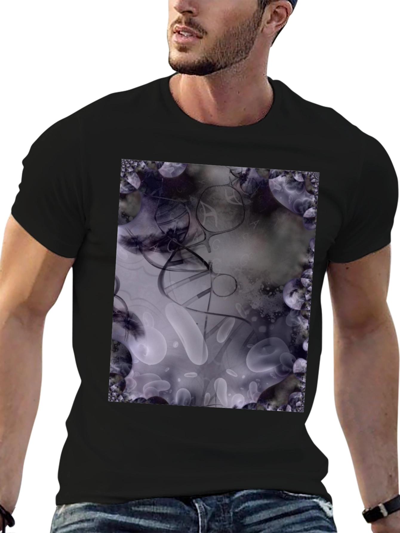Abstract Art T-Shirt: Black Cotton Blend Tee