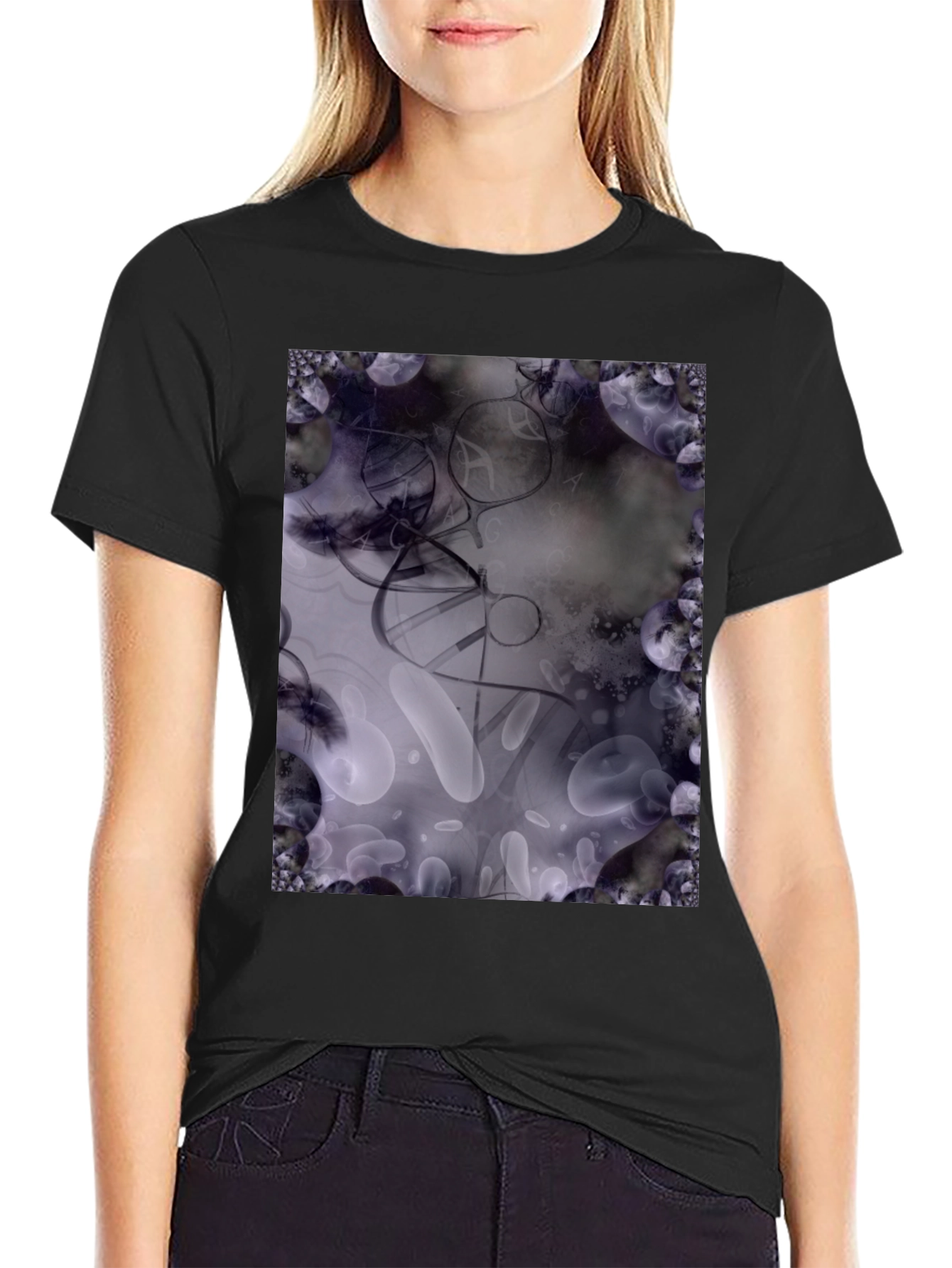 Abstract Art T-Shirt: Black Cotton Blend Tee