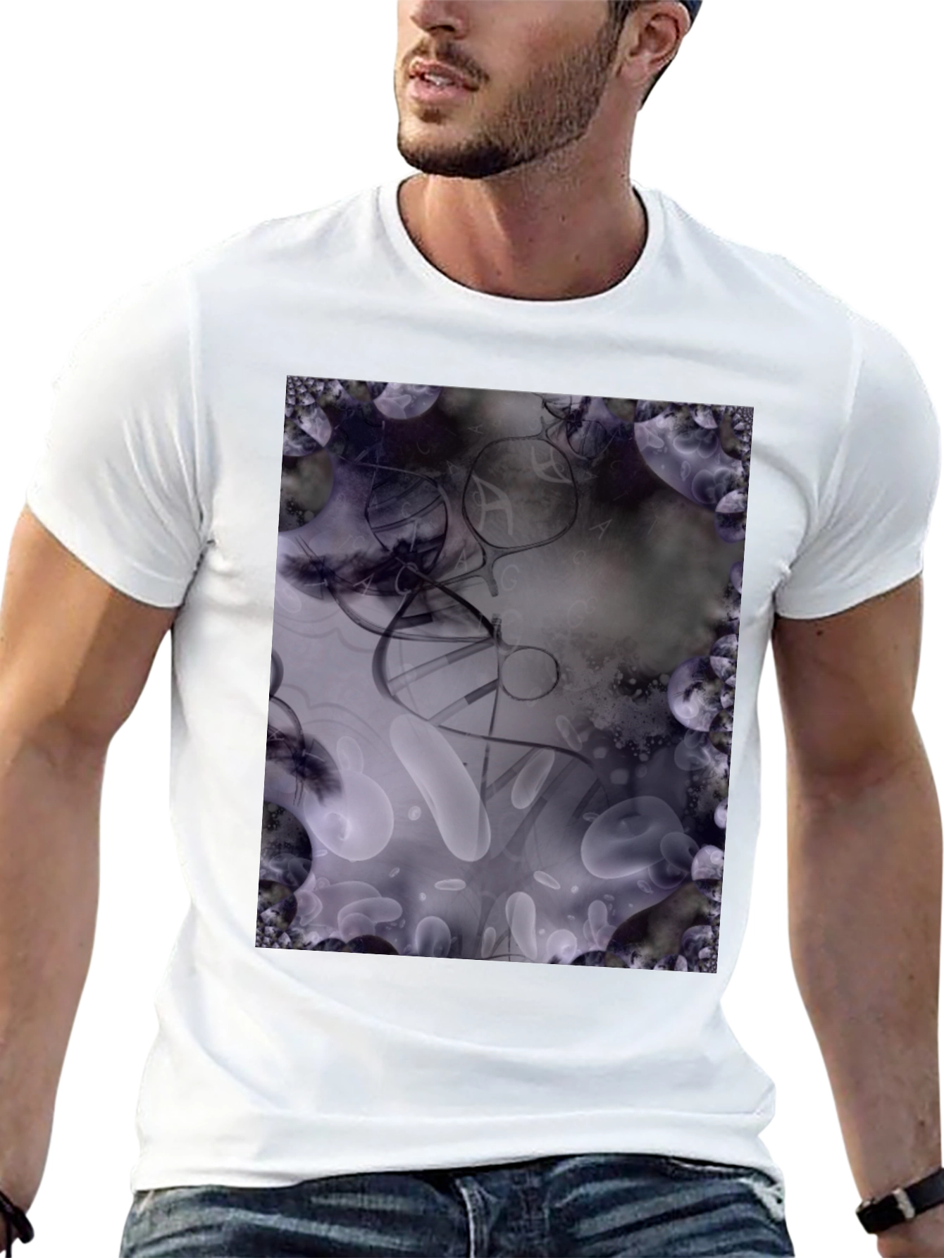 Abstract Art T-Shirt: Black Cotton Blend Tee