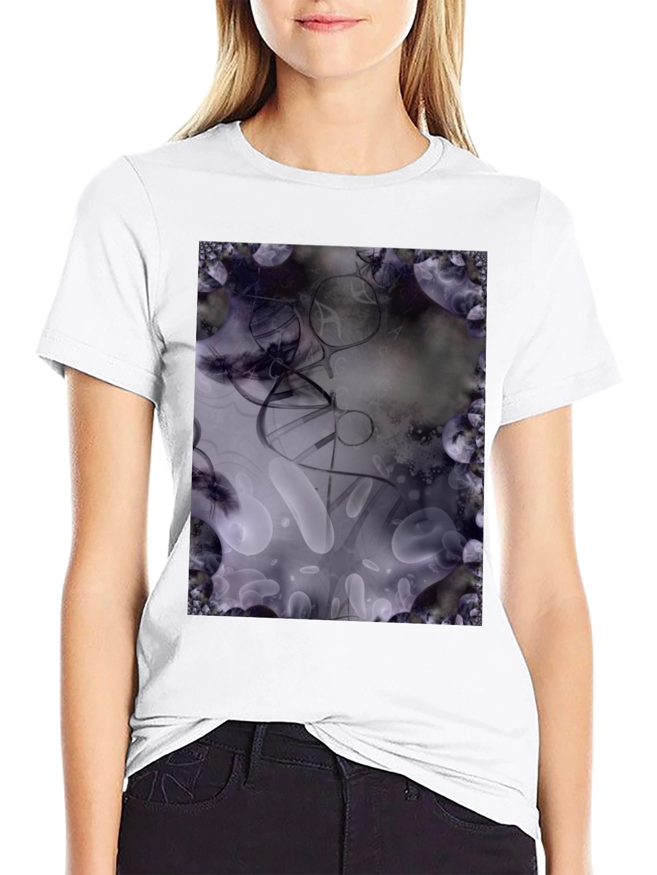 Abstract Art T-Shirt: Black Cotton Blend Tee