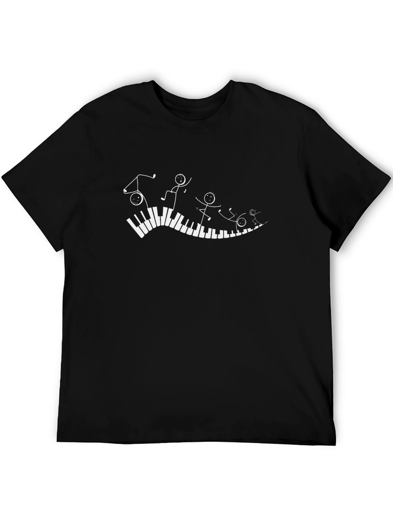 Piano Player Graphic Tee - Black Cotton Casual T-Shirt