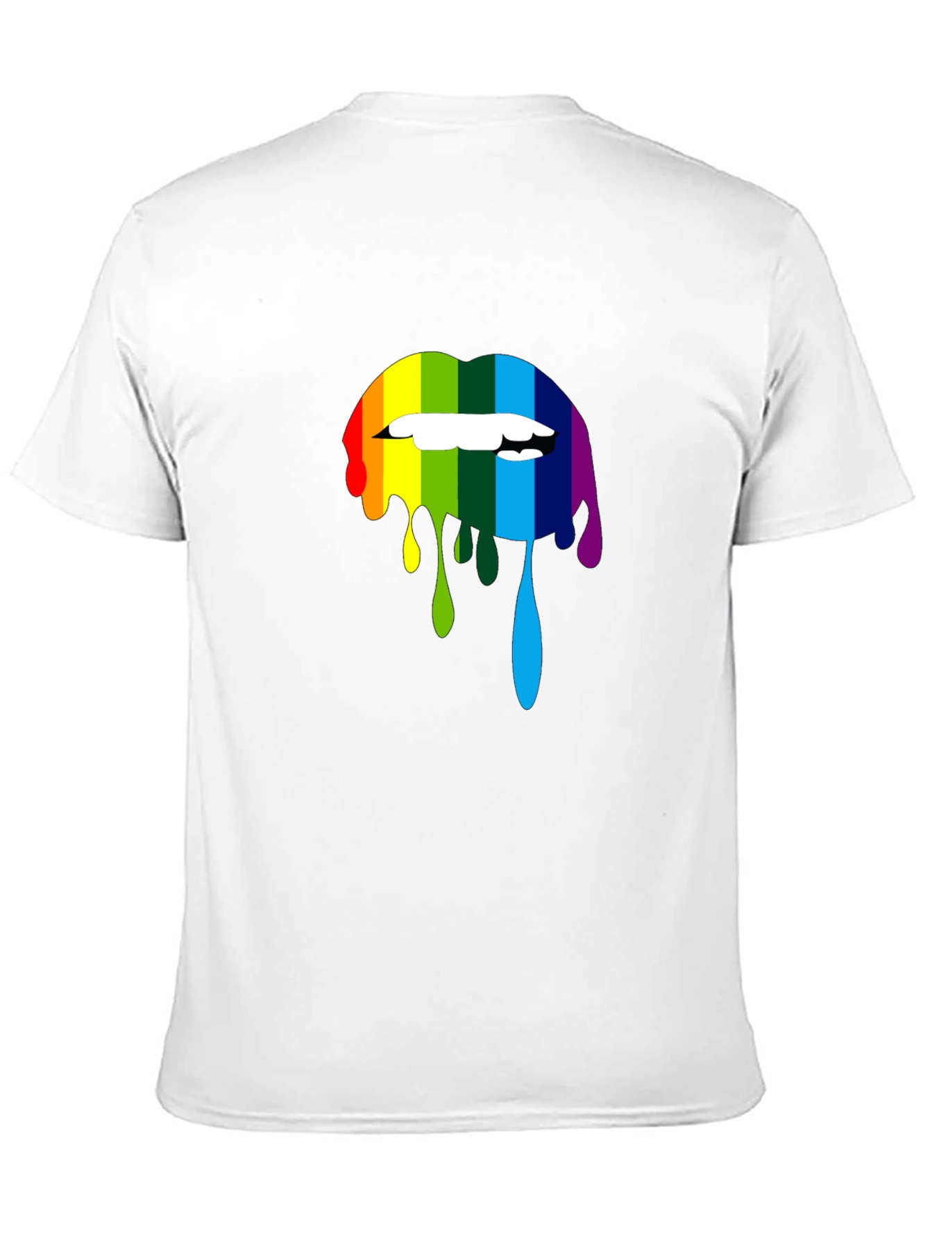 Rainbow Lips Graphic Print Black T-Shirt