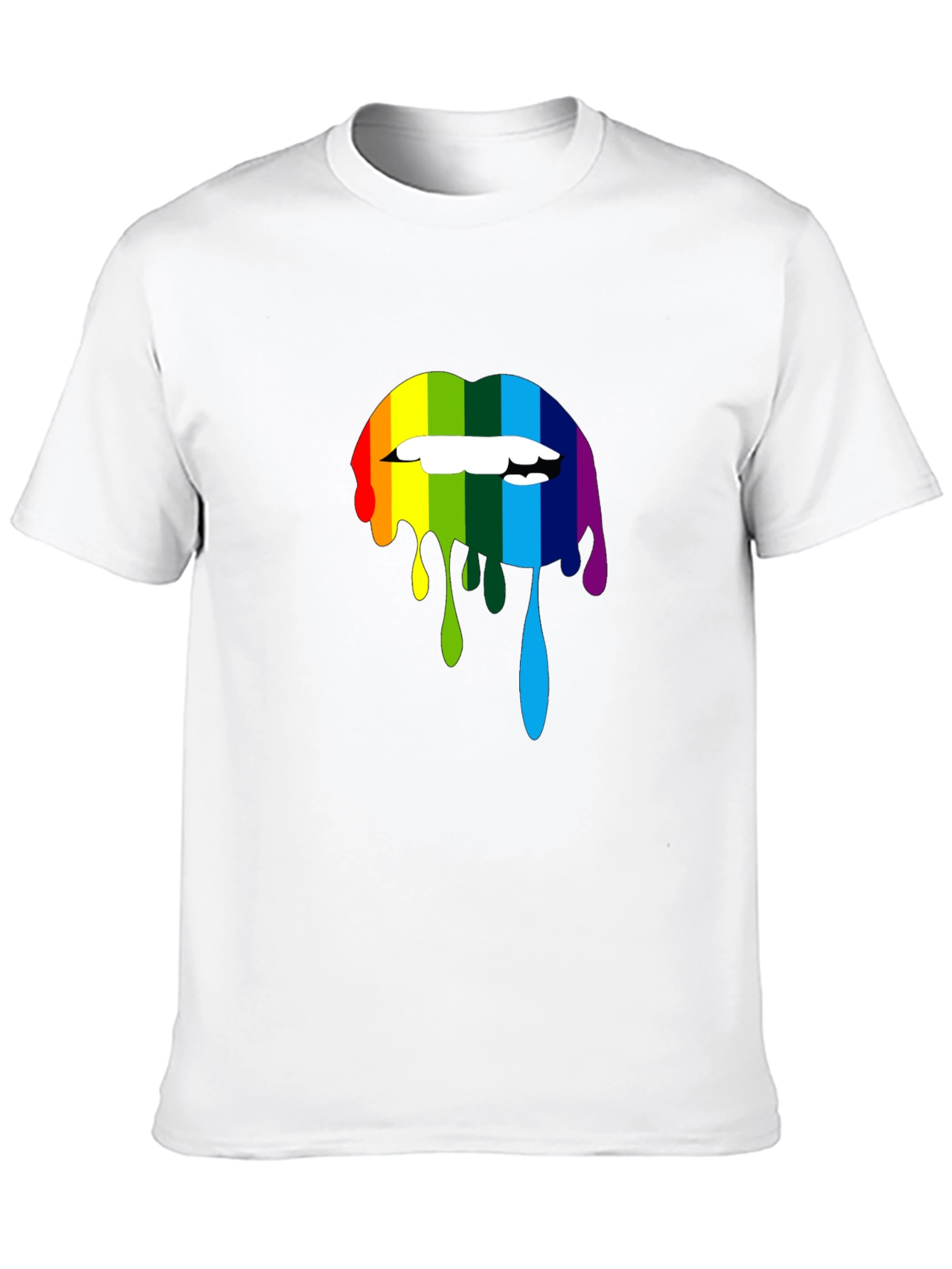 Rainbow Lips Graphic Print Black T-Shirt