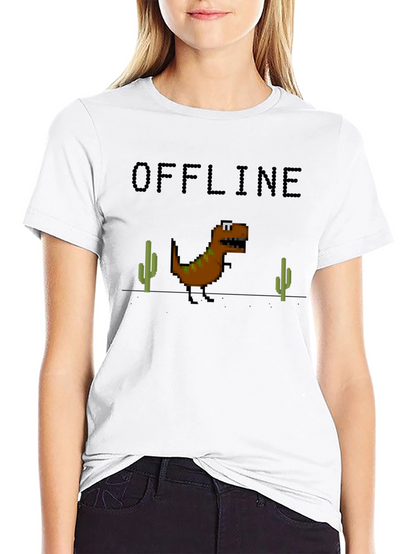 Offline Dinosaur Graphic T-Shirt - Black Crew Neck