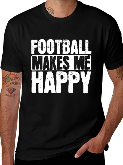 Football Makes Me Happy Graphic T-Shirt