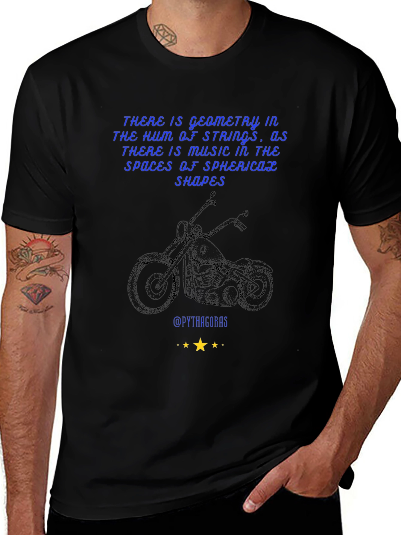 Geometric Music T-Shirt: Pythagorean Motorcycle Design