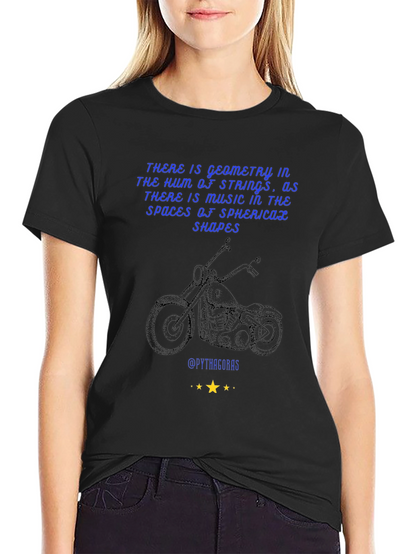 Geometric Music T-Shirt: Pythagorean Motorcycle Design