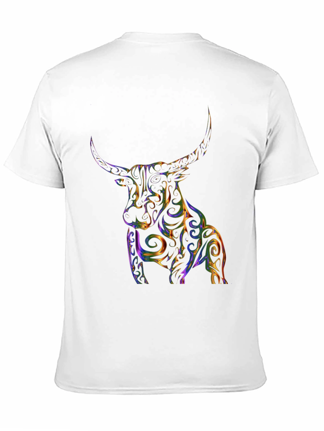Stylized Bull Graphic Print Black T-Shirt