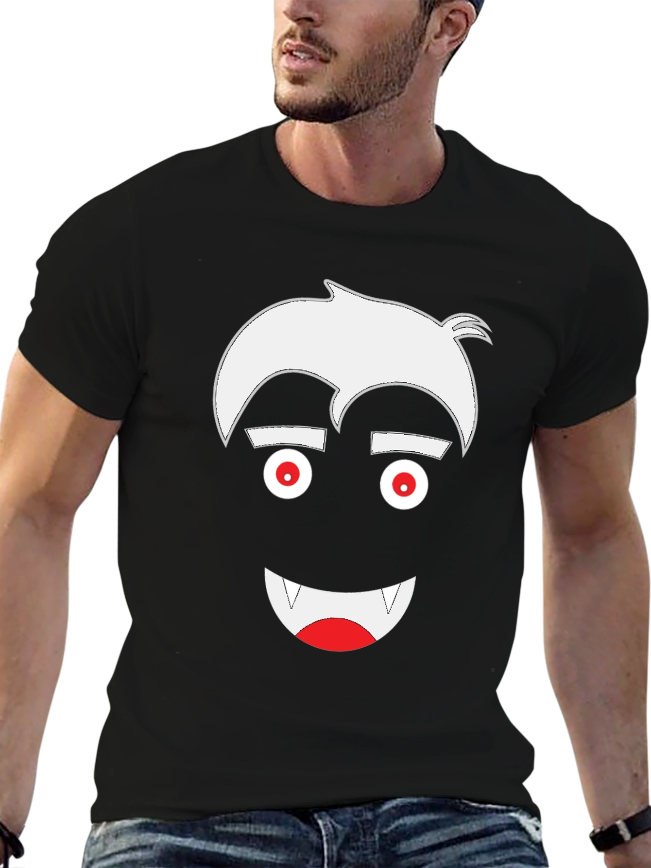 Vampire Cartoon Graphic Tee - Mens Black T-Shirt