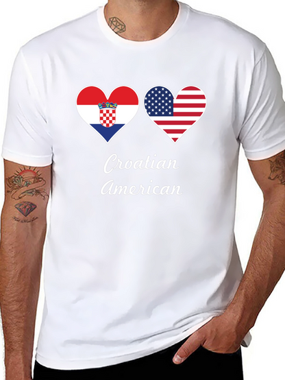 Croatia USA Flag Heart T-Shirt Croatian American