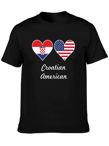 Croatia USA Flag Heart T-Shirt Croatian American