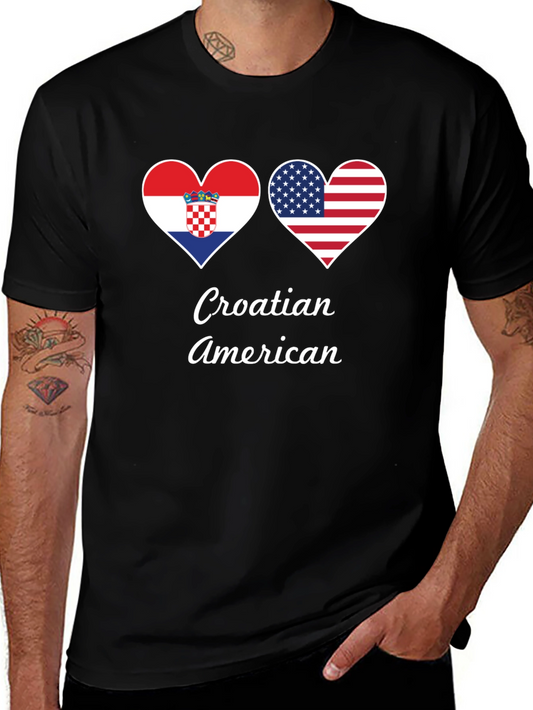 Croatia USA Flag Heart T-Shirt Croatian American