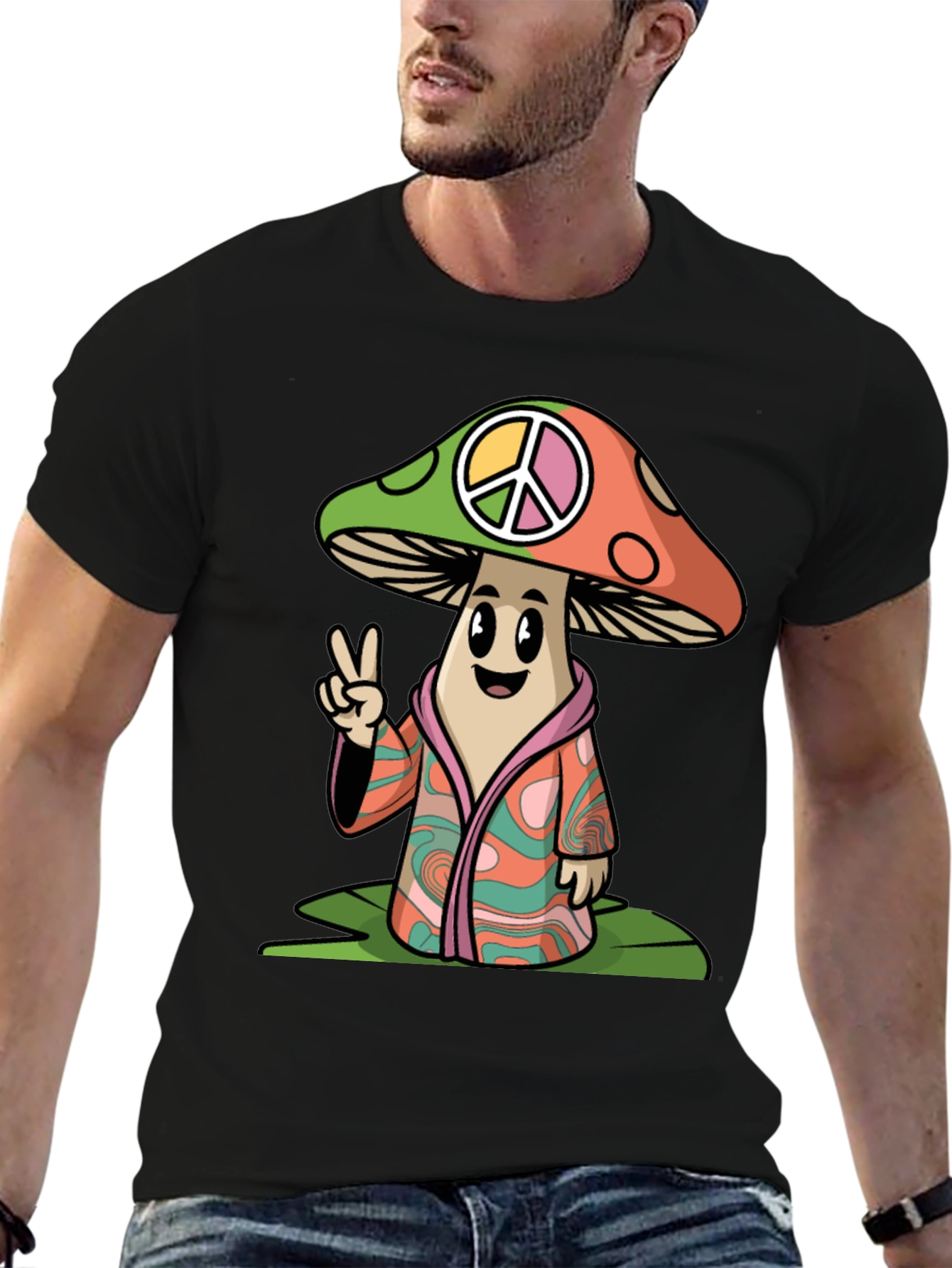 Peace Mushroom Graphic T-Shirt