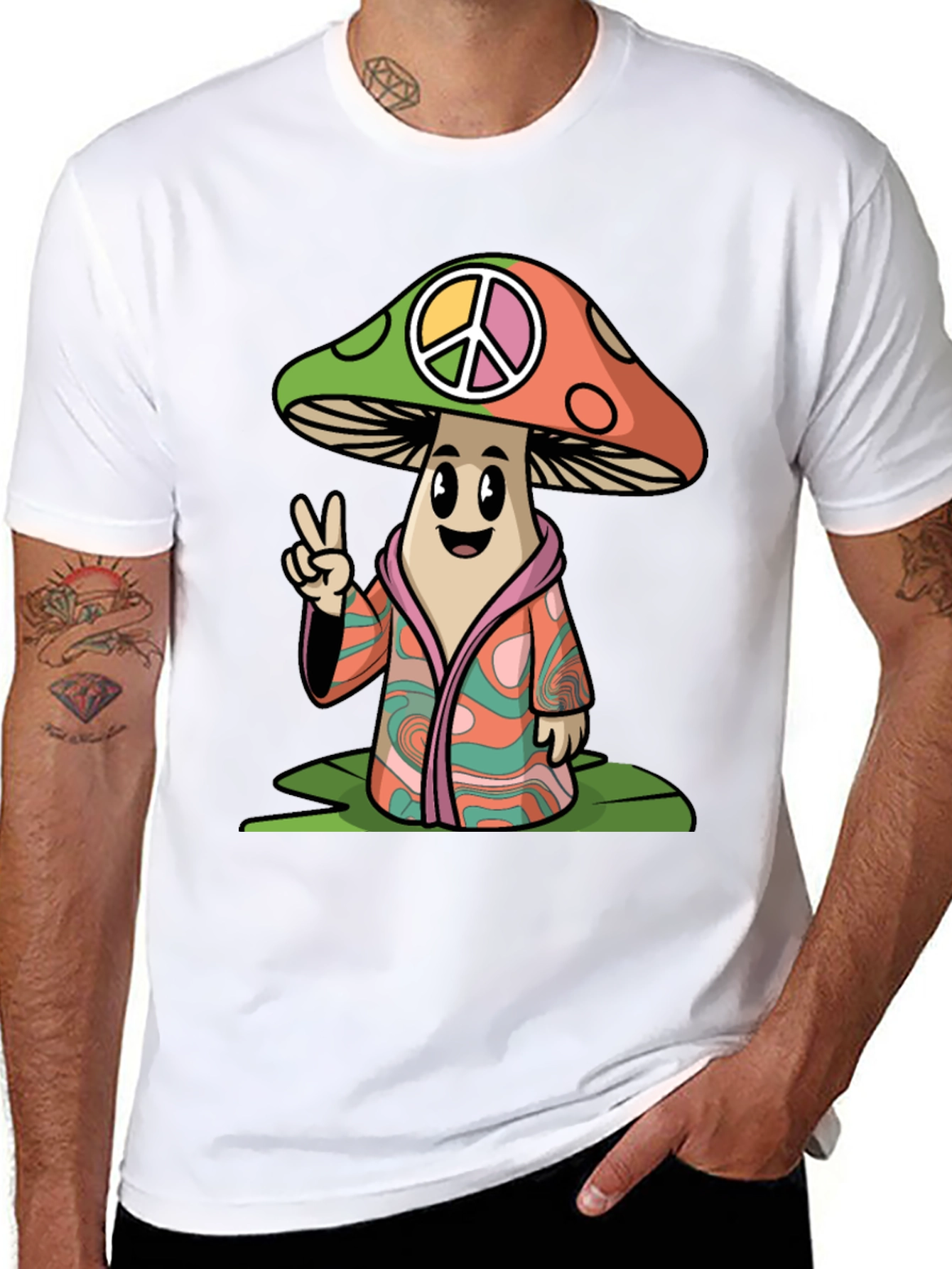 Peace Mushroom Graphic T-Shirt