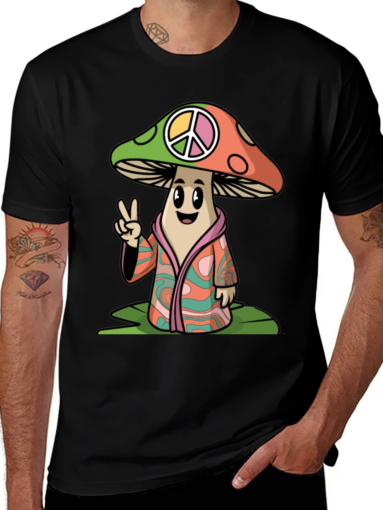Peace Mushroom Graphic T-Shirt
