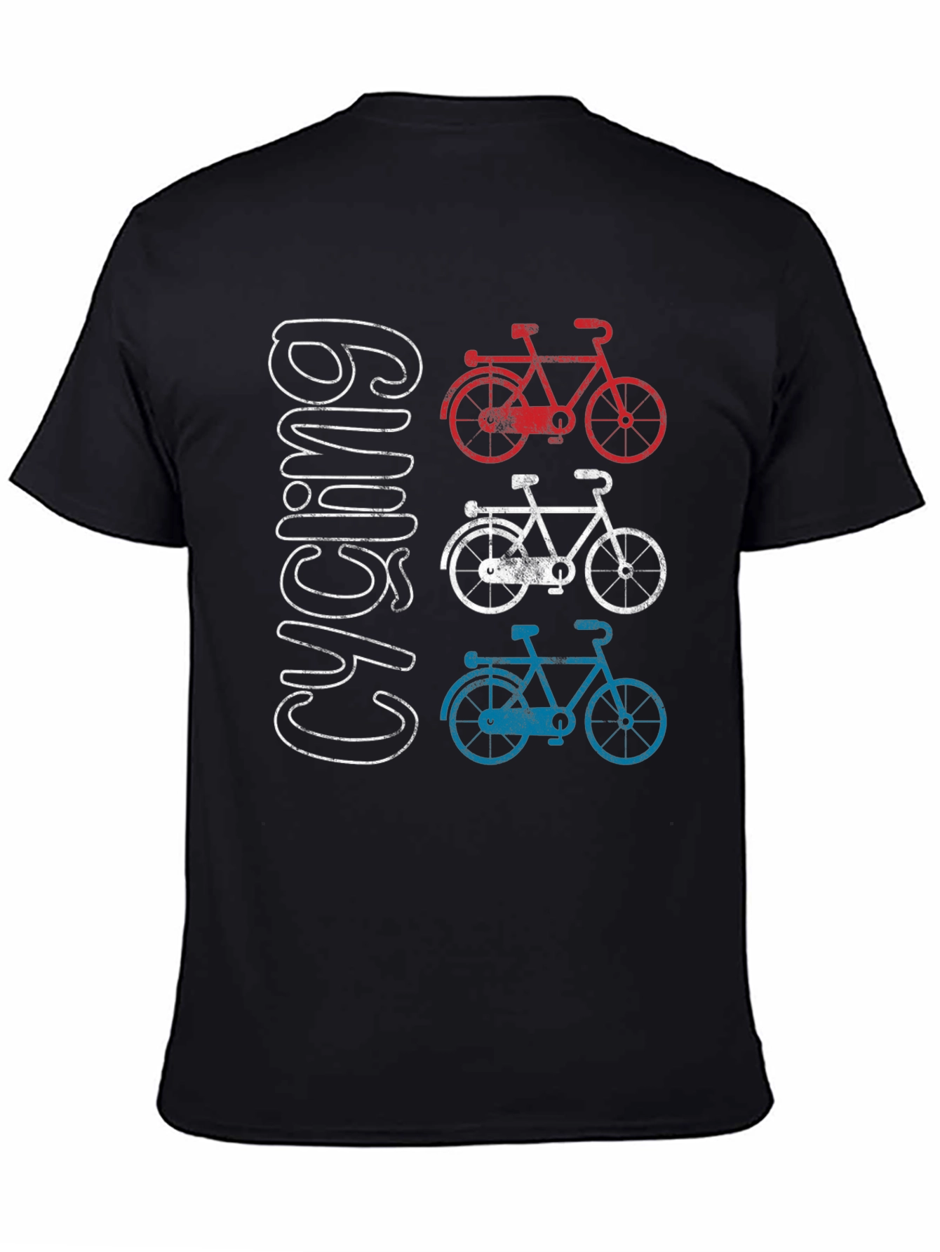 Cycling Graphic T-Shirt - Red White and Blue Bicycles