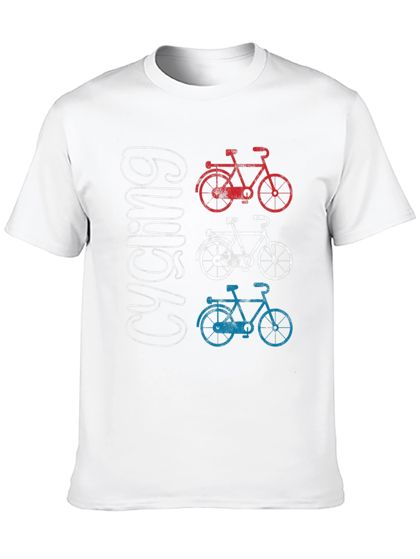 Cycling Graphic T-Shirt - Red White and Blue Bicycles