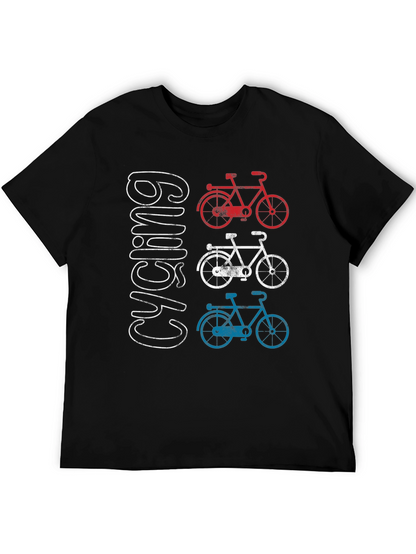 Cycling Graphic T-Shirt - Red White and Blue Bicycles