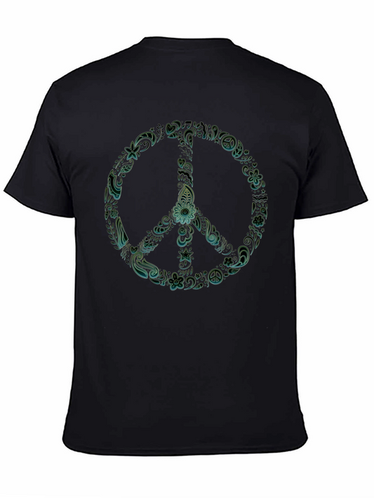 Peace Sign Graphic T-Shirt - Black Casual Tee