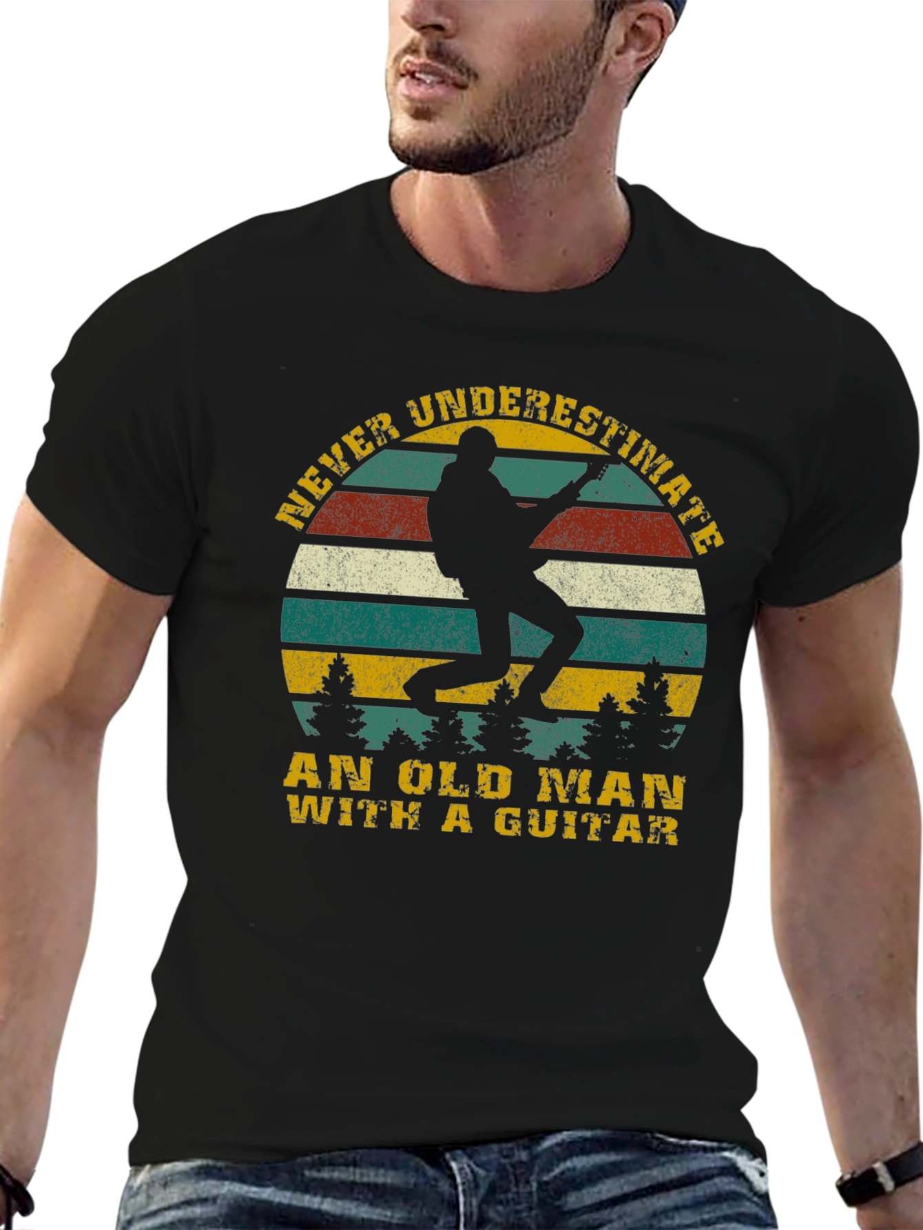 Old Man Guitar T-Shirt - Never Underestimate!
