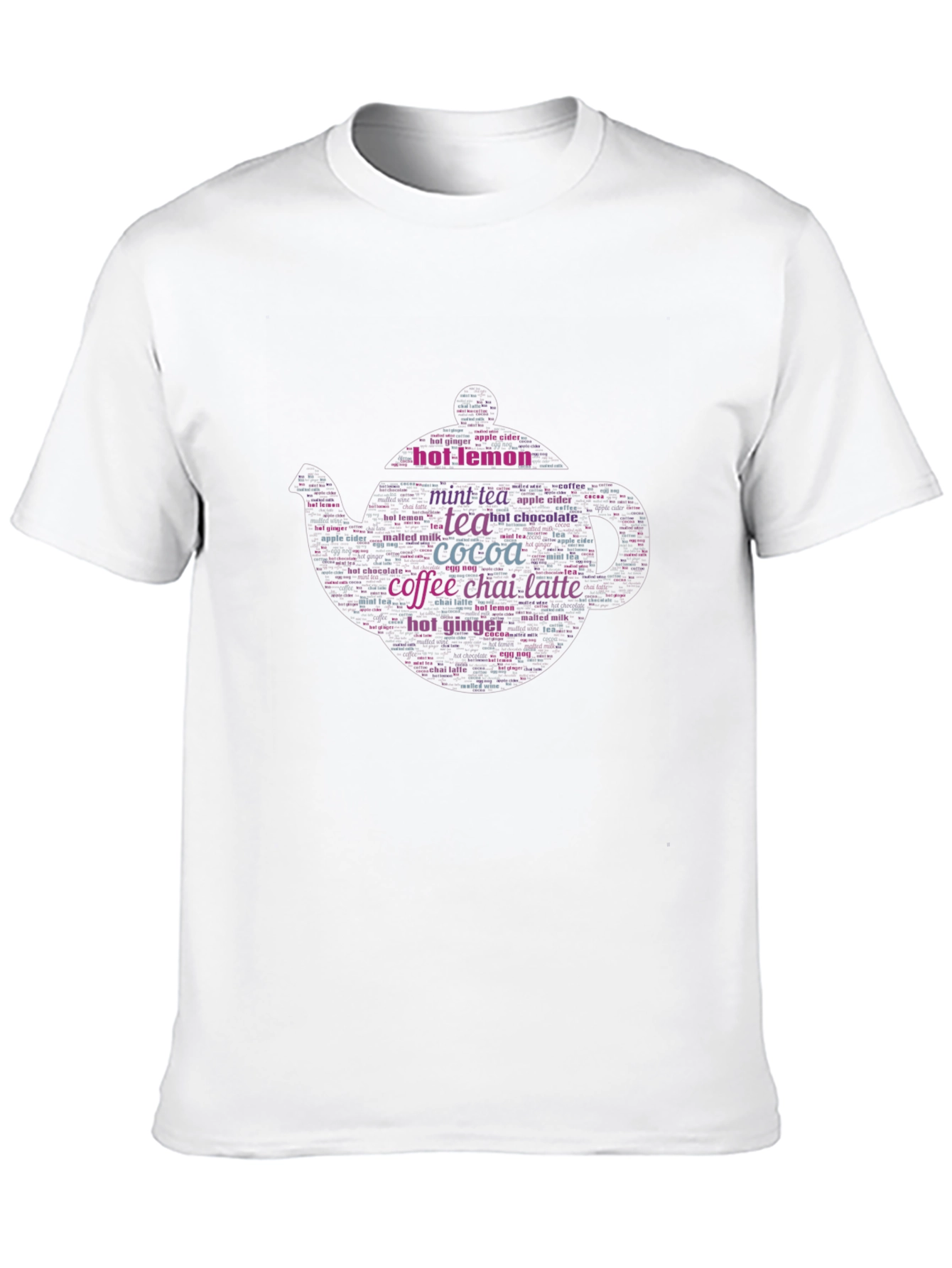 Hot Drinks Word Art Teapot Graphic T-Shirt