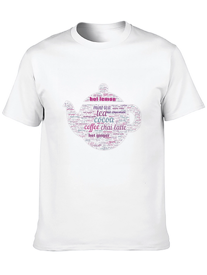 Hot Drinks Word Art Teapot Graphic T-Shirt