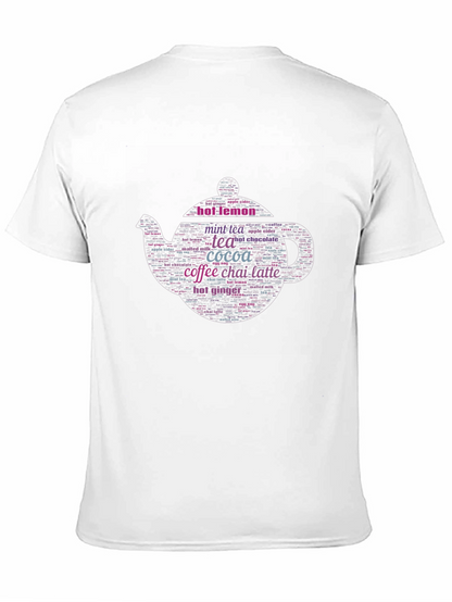 Hot Drinks Word Art Teapot Graphic T-Shirt