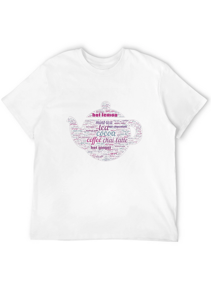 Hot Drinks Word Art Teapot Graphic T-Shirt