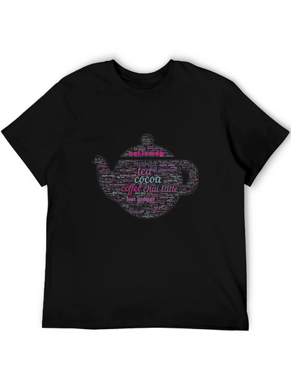 Hot Drinks Word Art Teapot Graphic T-Shirt