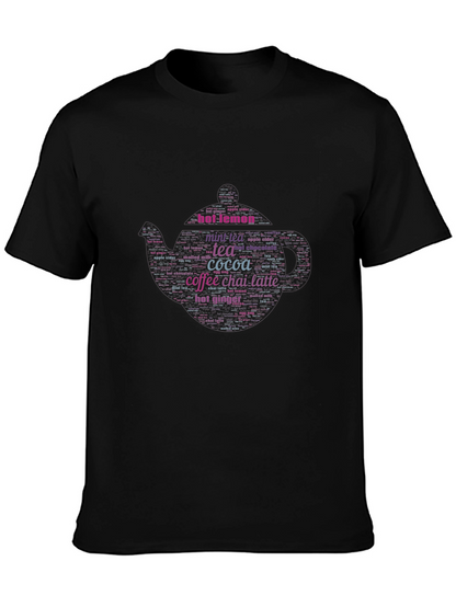 Hot Drinks Word Art Teapot Graphic T-Shirt
