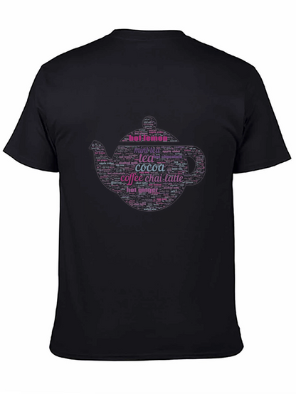 Hot Drinks Word Art Teapot Graphic T-Shirt