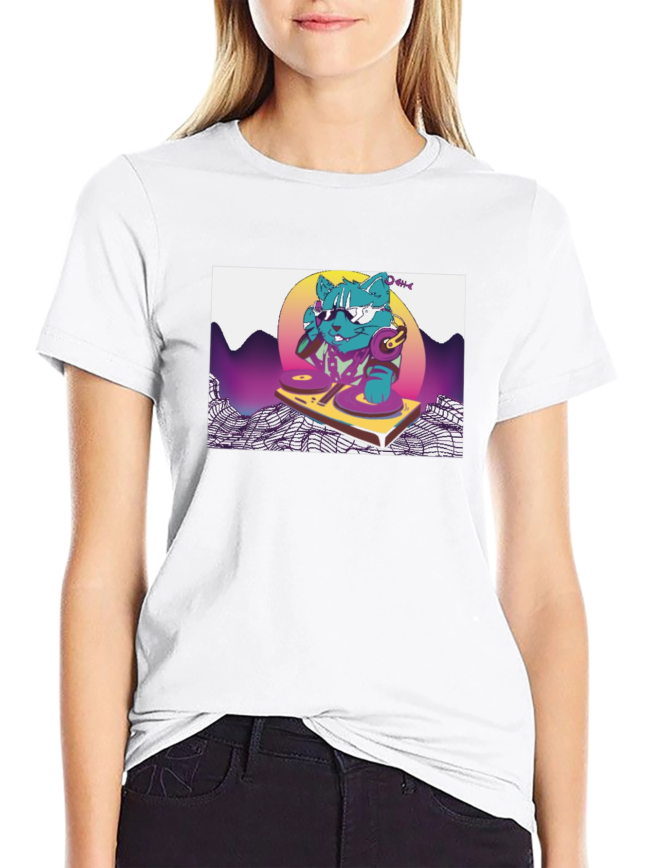 DJ Cat T-Shirt - Retro Style