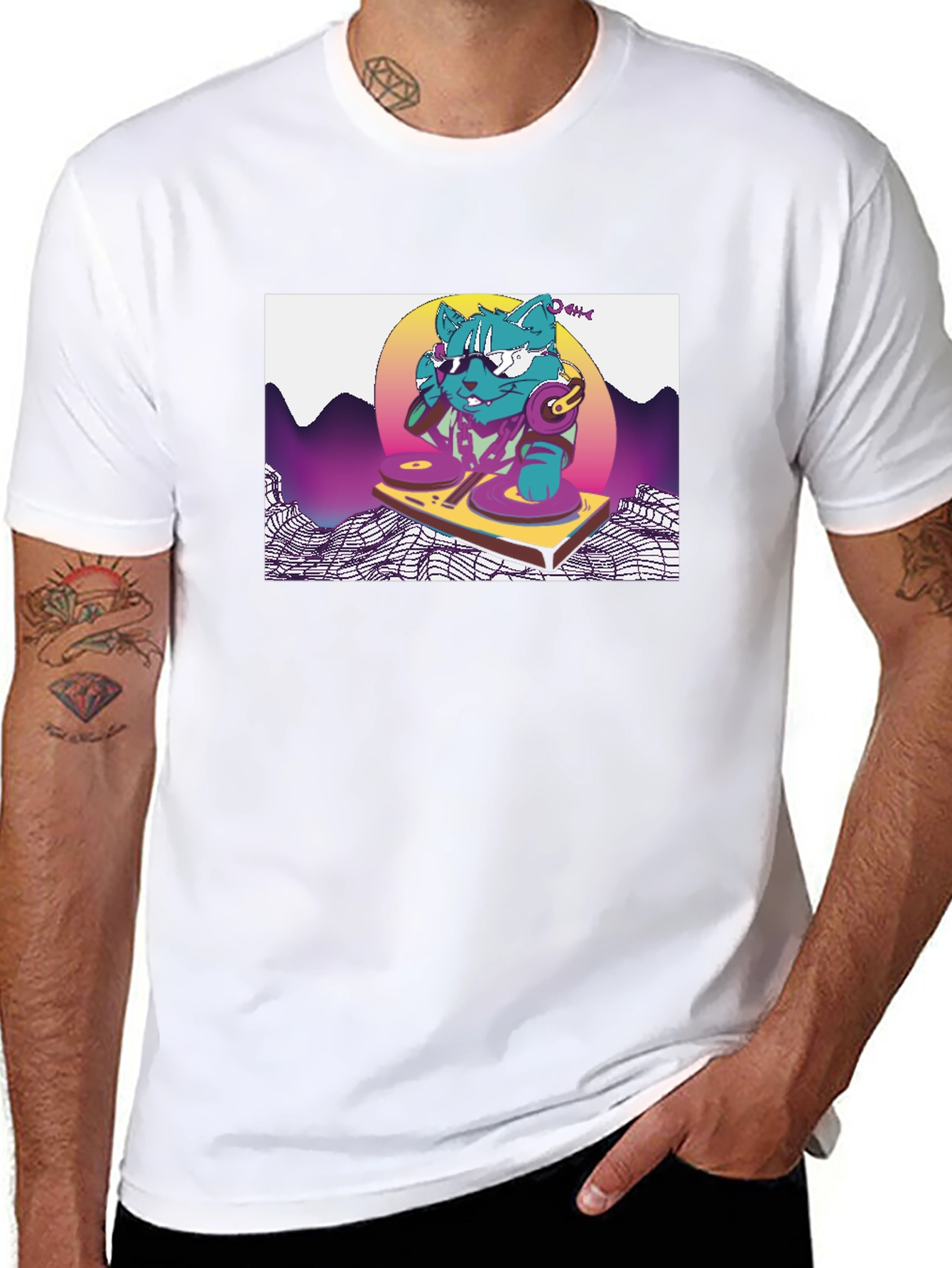 DJ Cat T-Shirt - Retro Style