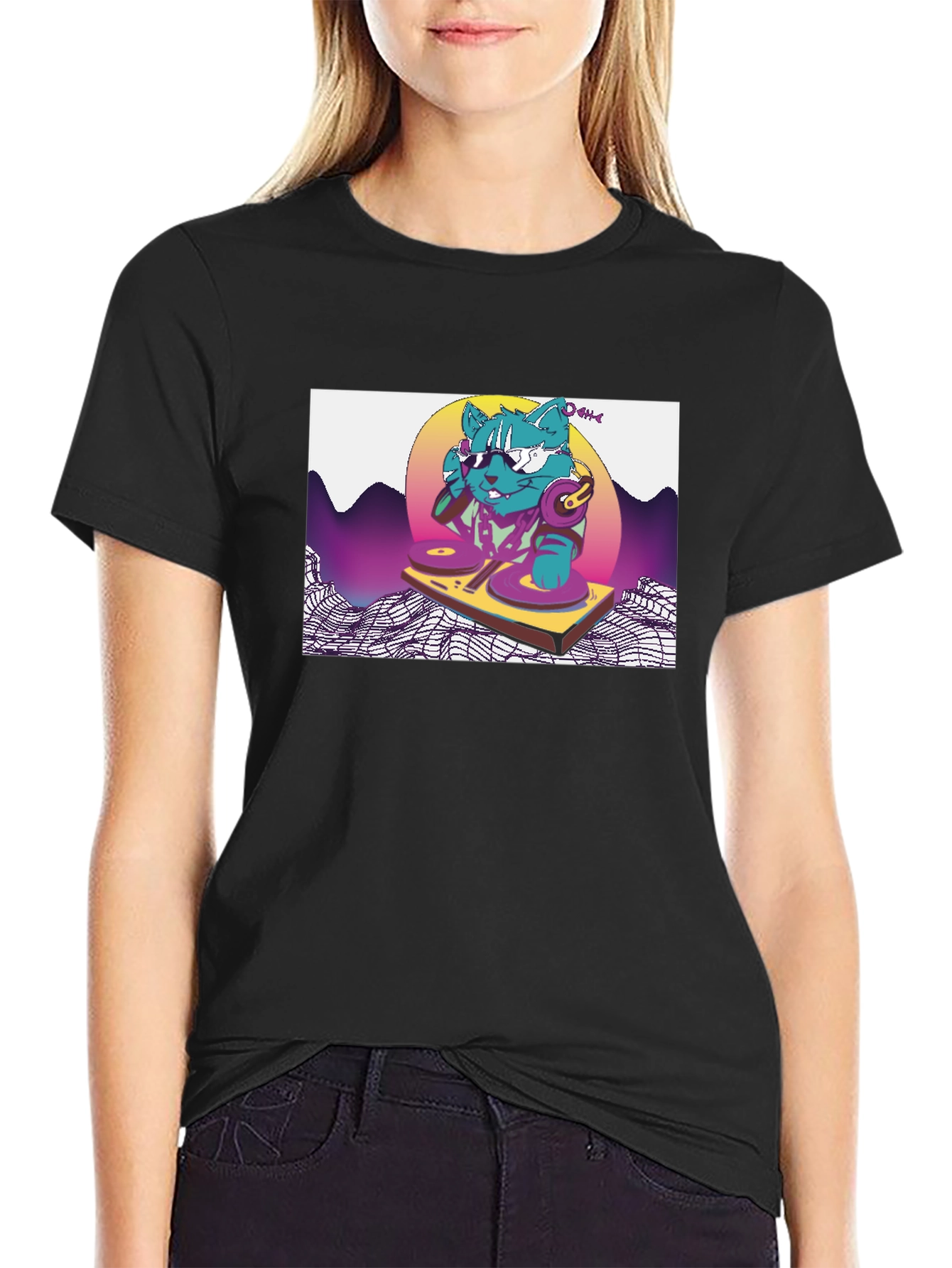 DJ Cat T-Shirt - Retro Style