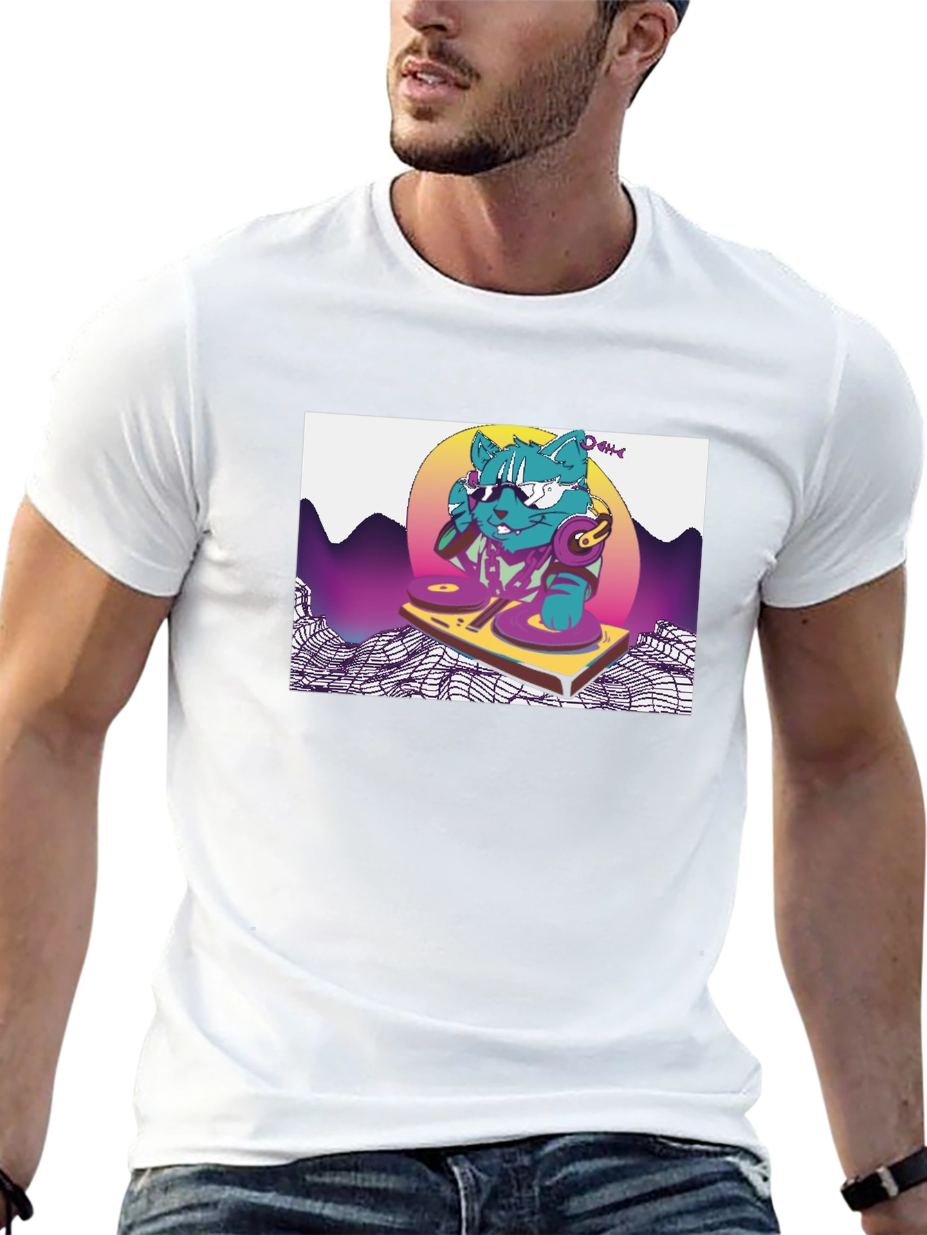DJ Cat T-Shirt - Retro Style