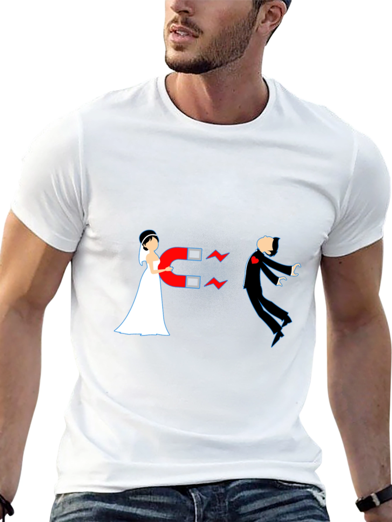 Magnetic Bride Groom Funny T-Shirt